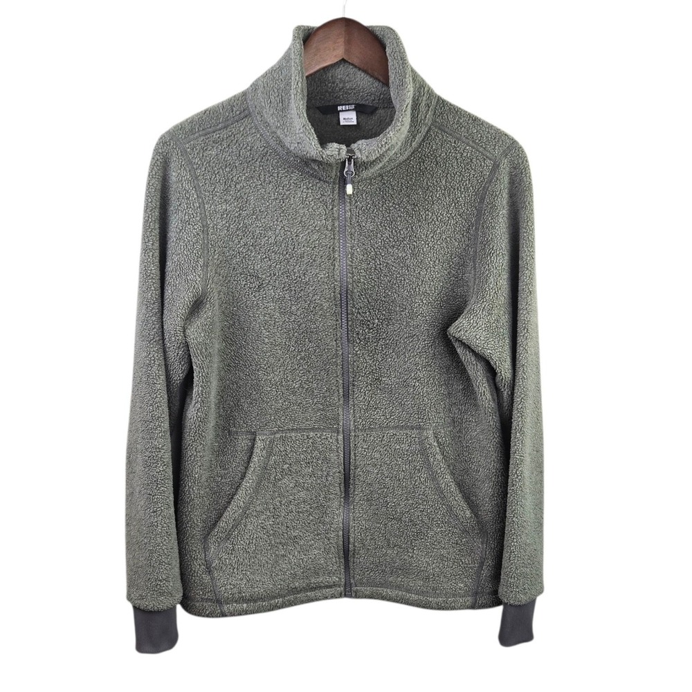 REI Co-op Fleece Jacket Full Zip Gray Green Outdoor Hiking‎ Coat Womens M